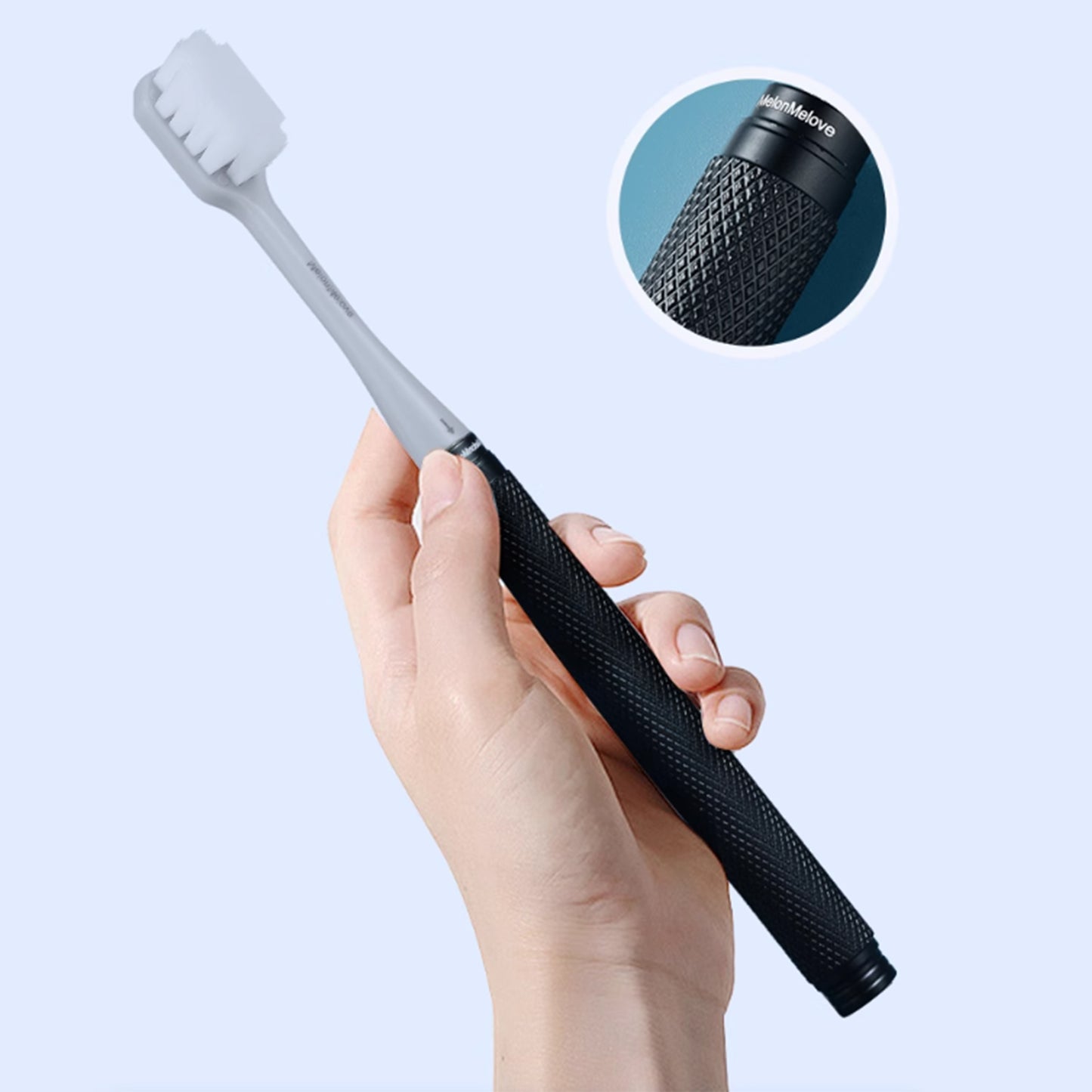 Premium Titanium Toothbrush with 9 Replaceable Heads, Interchangeable Metal Travel Toothbrush