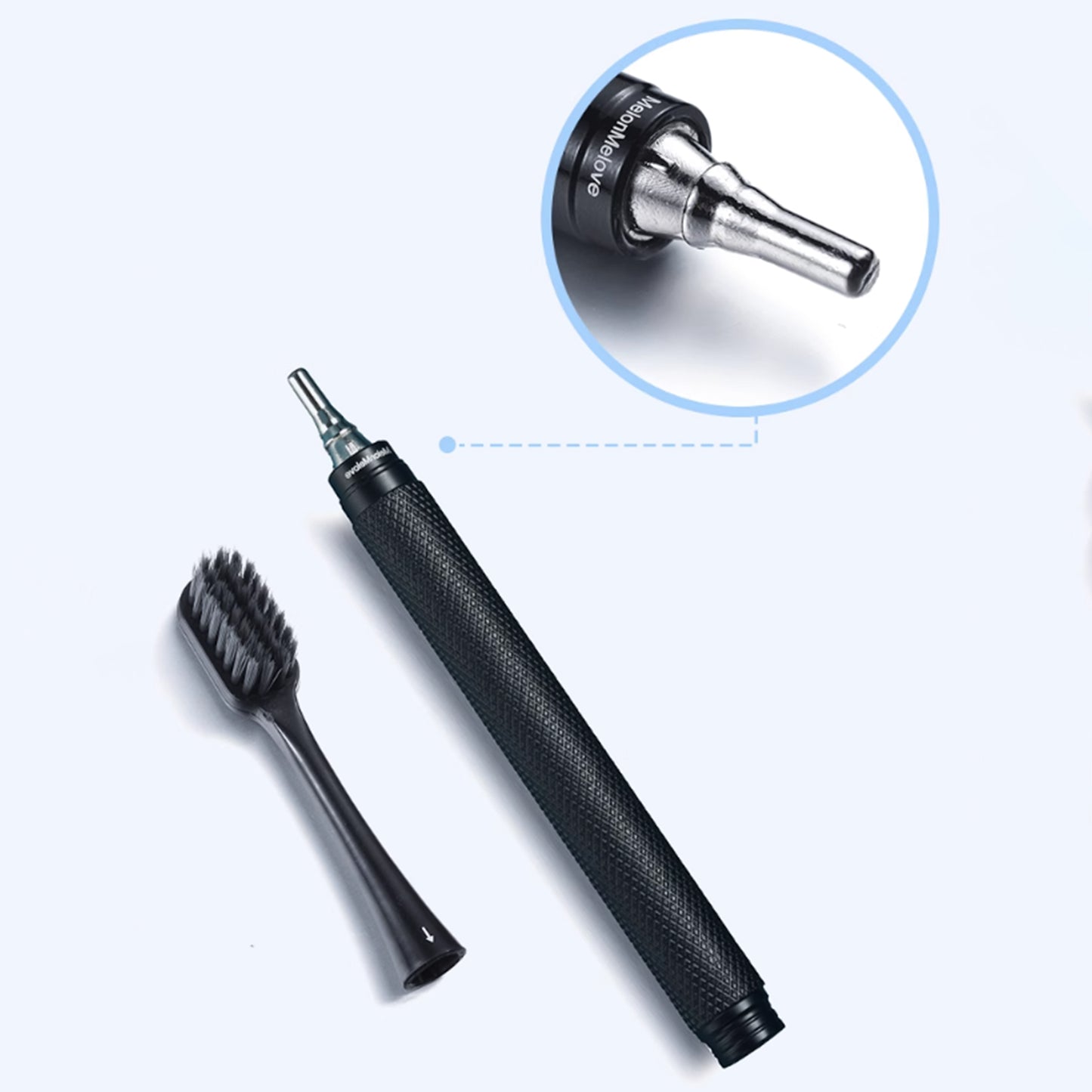 Premium Titanium Toothbrush with 9 Replaceable Heads, Interchangeable Metal Travel Toothbrush